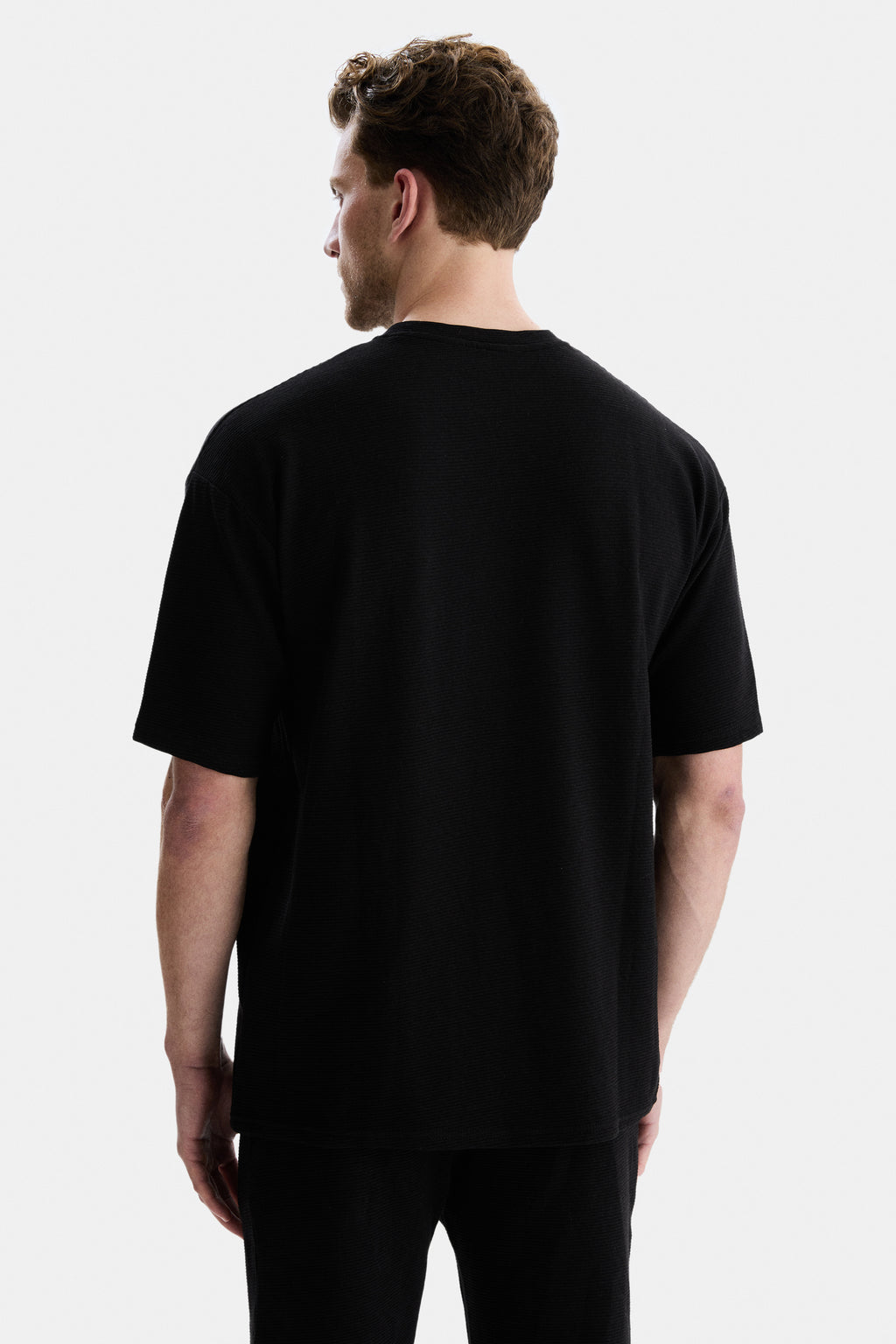 UCLA Tricou cu decolteu la baza gatului, imprimeu cu logo, regular fit, Negru, CASTAC