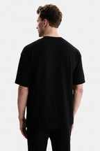 UCLA Tricou cu decolteu la baza gatului, imprimeu cu logo, regular fit, Negru, CASTAC