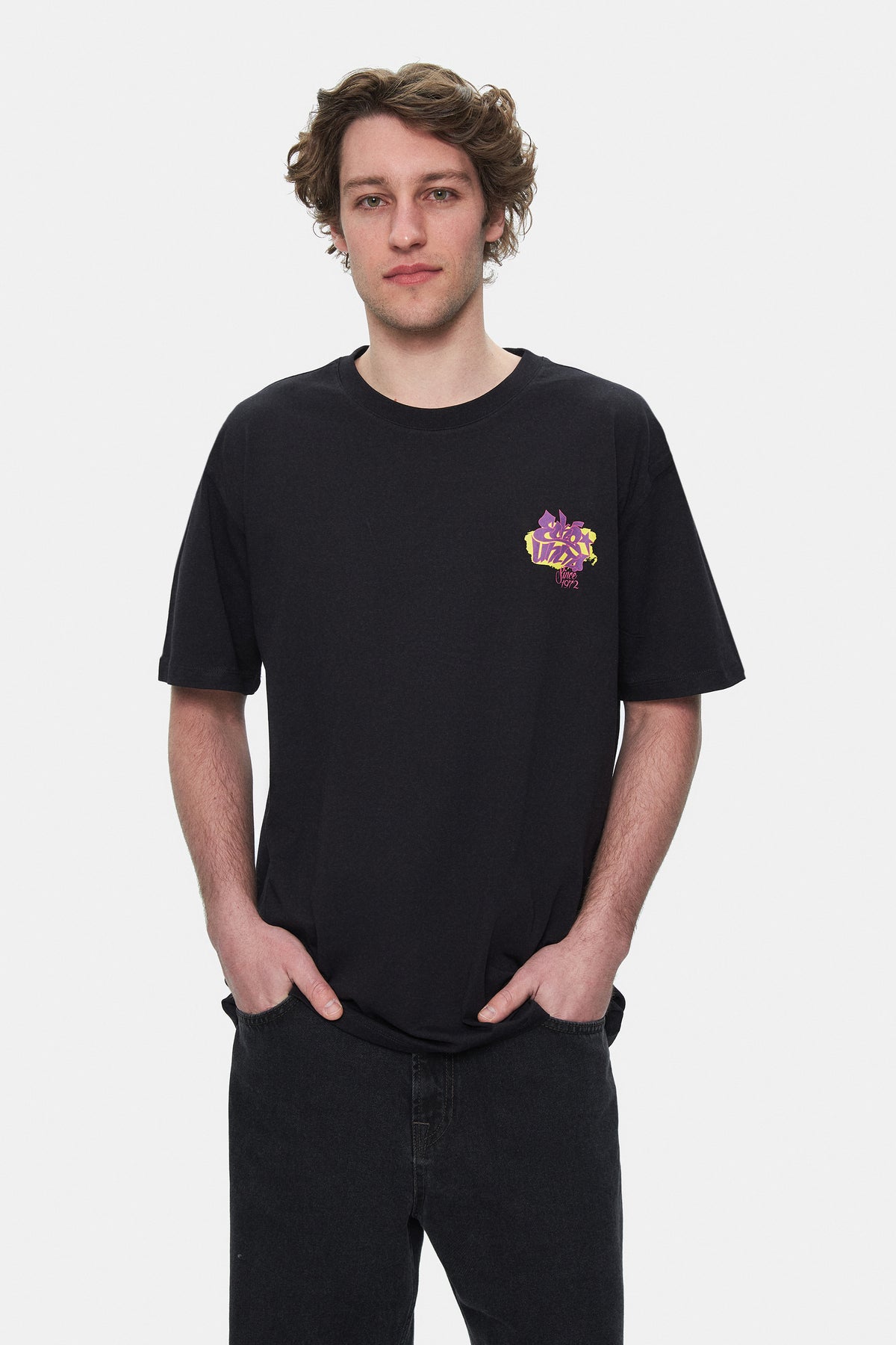 Ecko Unltd. Tricou cu decolteu la baza gatului, imprimeu cu logo, Negru, CHAR