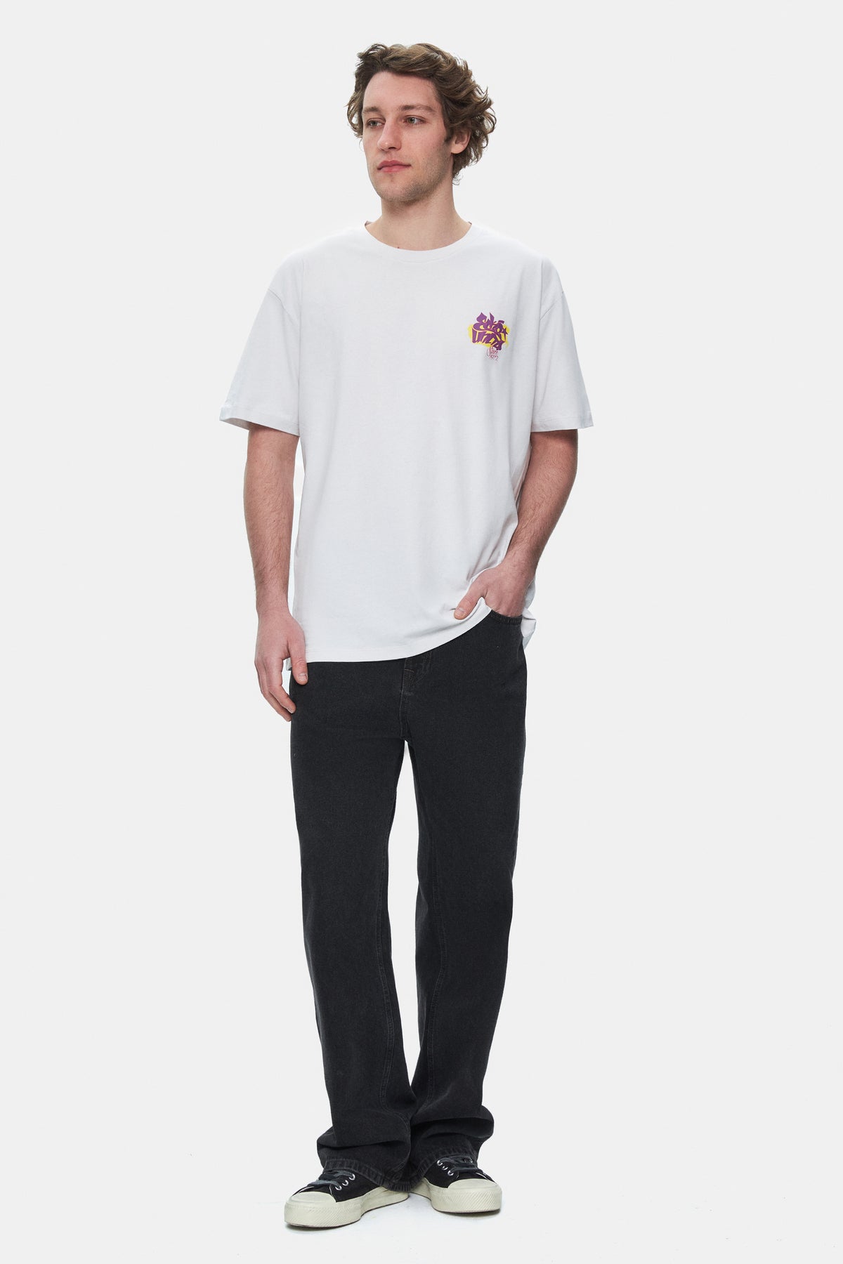 Ecko Unltd. Tricou cu decolteu la baza gatului, imprimeu cu logo, Alb, CHAR