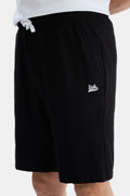 UCLA Pantaloni scurti cu snur si banda elastica in talie, buzunare laterale si imprimeu cu logo discret, Negru, CLARION