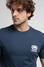 Ecko Unltd. Tricou cu decolteu la baza gatului, imprimeu cu logo, Bleumarin, CORINTH