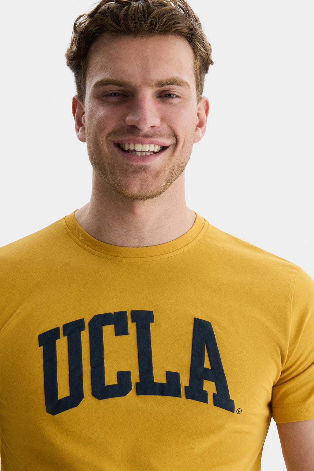 UCLA Tricou cu decolteu la baza gatului, imprimeu cu logo, regular fit, Bej, CULVER