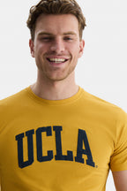 UCLA Tricou cu decolteu la baza gatului, imprimeu cu logo, regular fit, Bej, CULVER