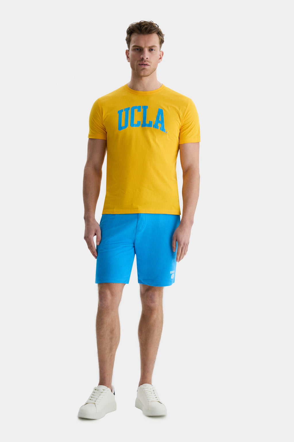 UCLA Tricou cu decolteu la baza gatului, imprimeu cu logo, regular fit, Galben, CULVER