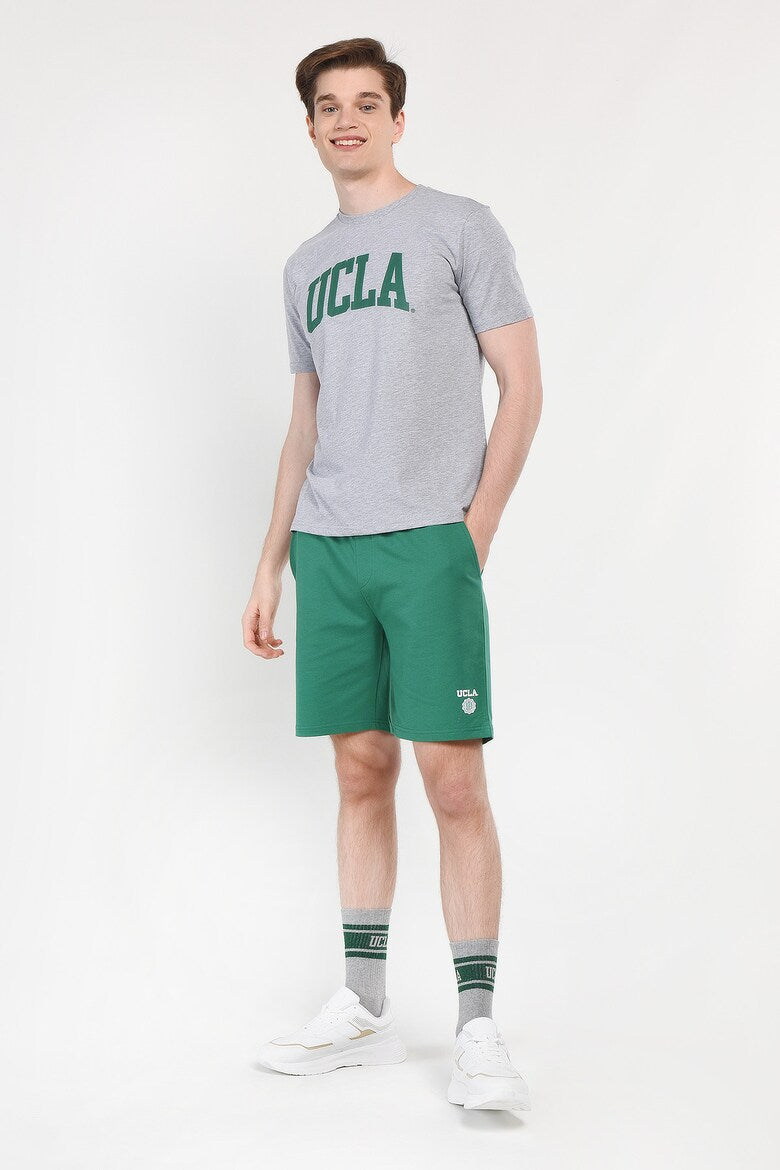 UCLA Tricou cu decolteu la baza gatului, imprimeu cu logo, regular fit, Gri, CULVER