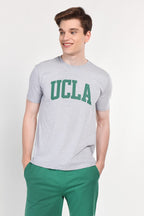 UCLA Tricou cu decolteu la baza gatului, imprimeu cu logo, regular fit, Gri, CULVER