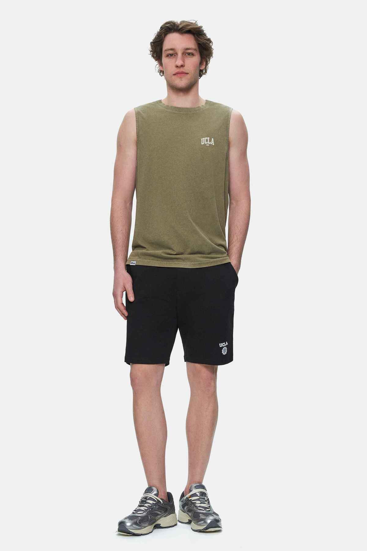 UCLA Tricou cu decolteu la baza gatului, imprimeu cu logo, regular fit, Verde, ELTON