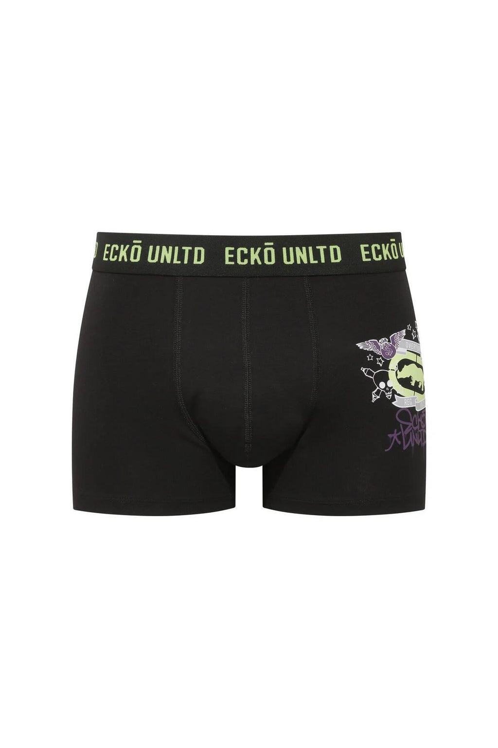 Ecko Unltd. Set trei perechi de boxeri, banda elastica in talie si imprimeu cu logo, din amestec de bumbac