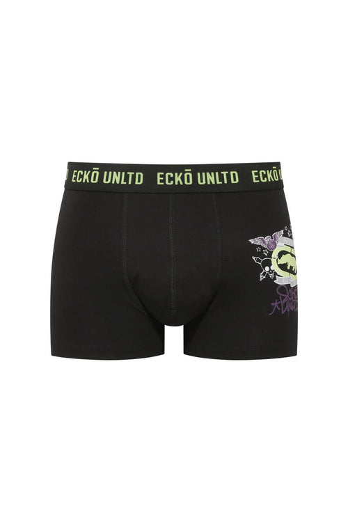 Ecko Unltd. Set trei perechi de boxeri, banda elastica in talie si imprimeu cu logo, din amestec de bumbac