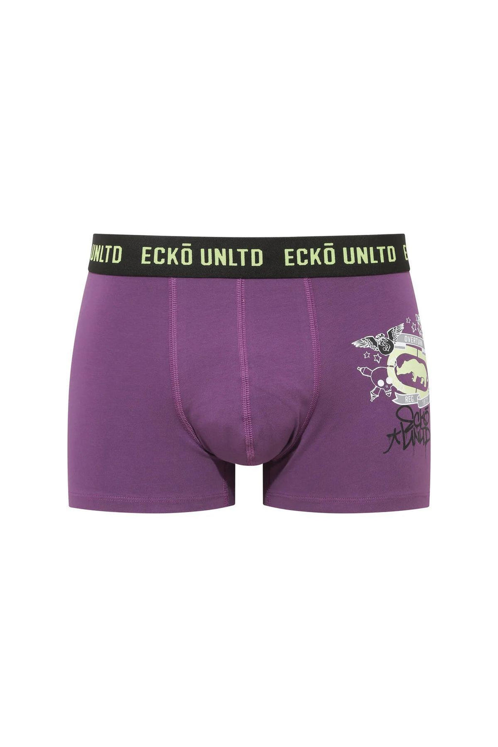 Ecko Unltd. Set trei perechi de boxeri, banda elastica in talie si imprimeu cu logo, din amestec de bumbac