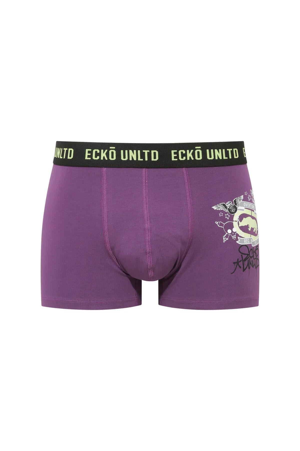 Ecko Unltd. Set trei perechi de boxeri, banda elastica in talie si imprimeu cu logo, din amestec de bumbac