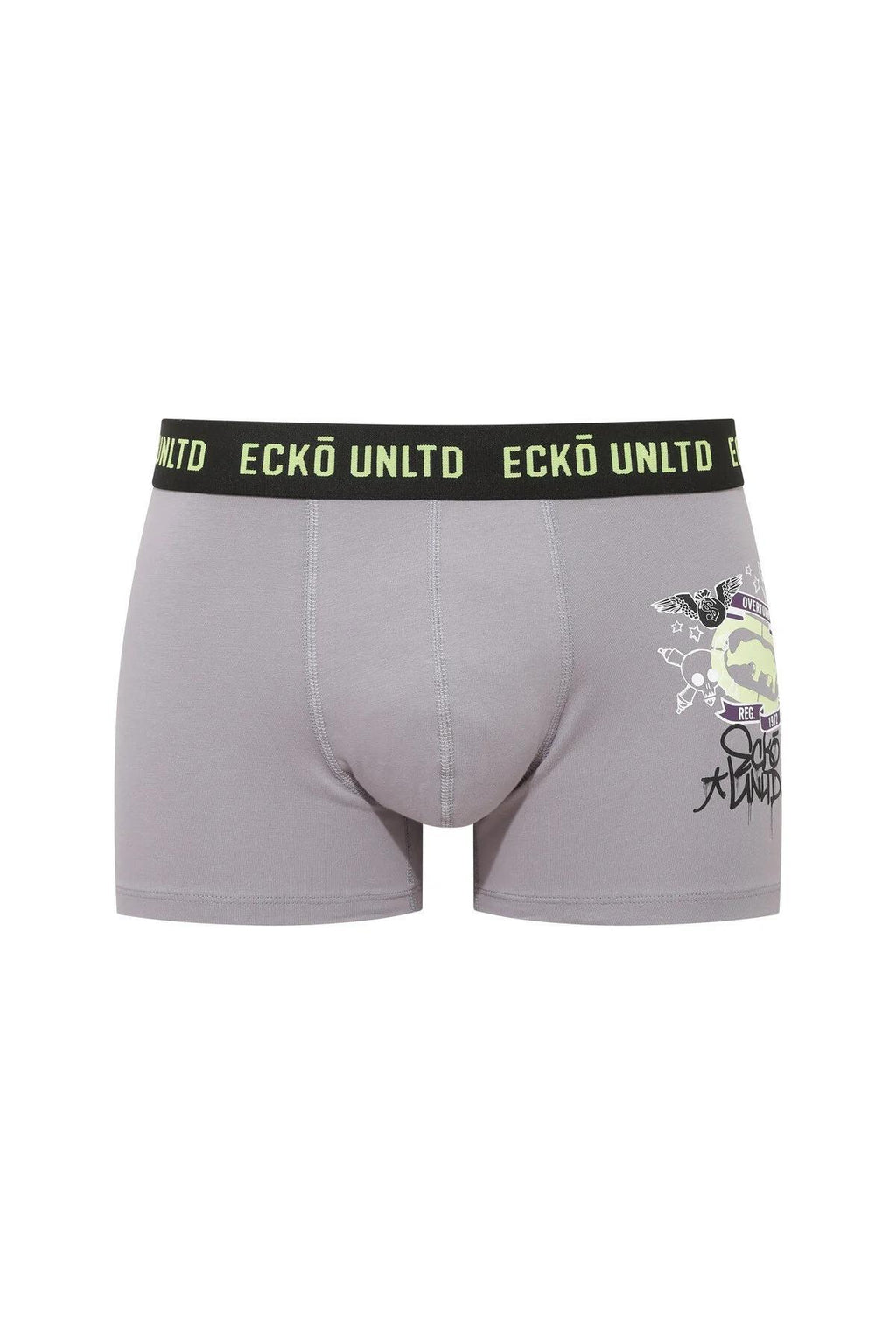 Ecko Unltd. Set trei perechi de boxeri, banda elastica in talie si imprimeu cu logo, din amestec de bumbac