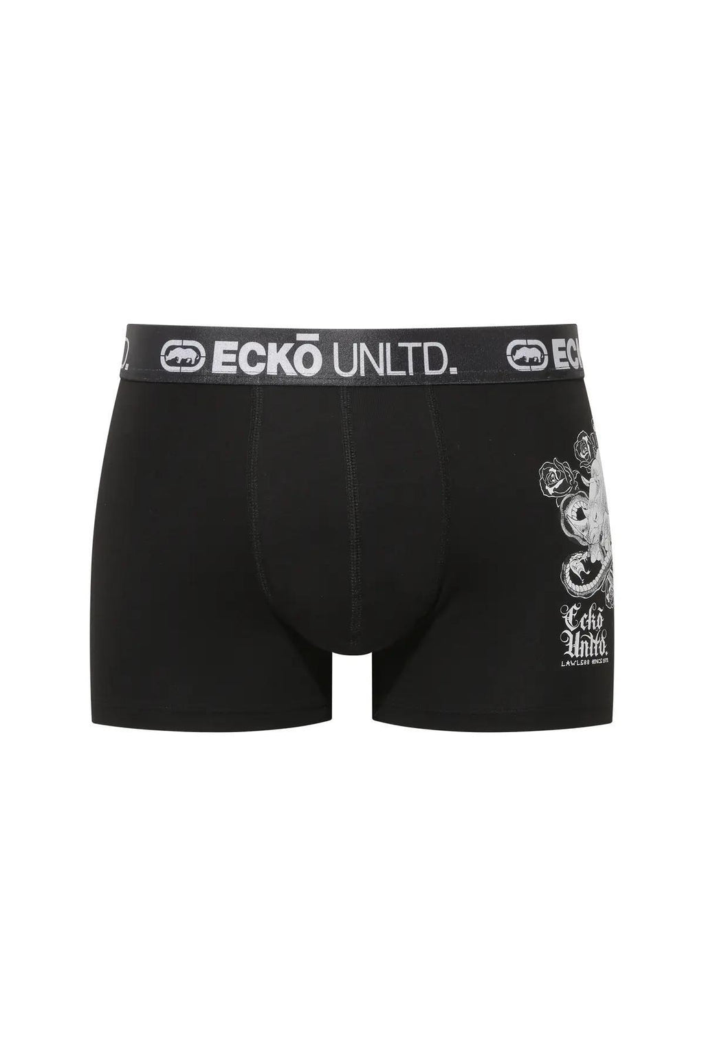 Ecko Unltd. Set 2 perechi de boxeri colorati, banda elastica cu logo, Negru-Visiniu