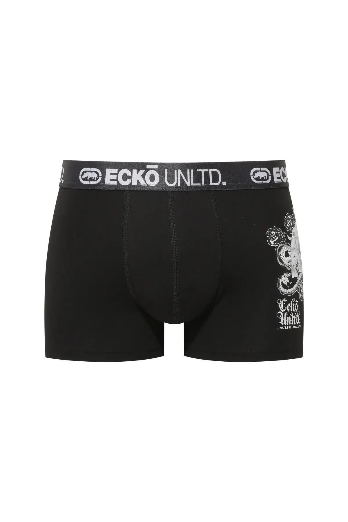 Ecko Unltd. Set 2 perechi de boxeri colorati, banda elastica cu logo, Negru-Visiniu