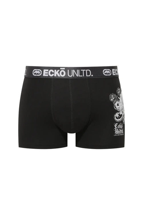 Ecko Unltd. Set 2 perechi de boxeri colorati, banda elastica cu logo, Negru-Visiniu