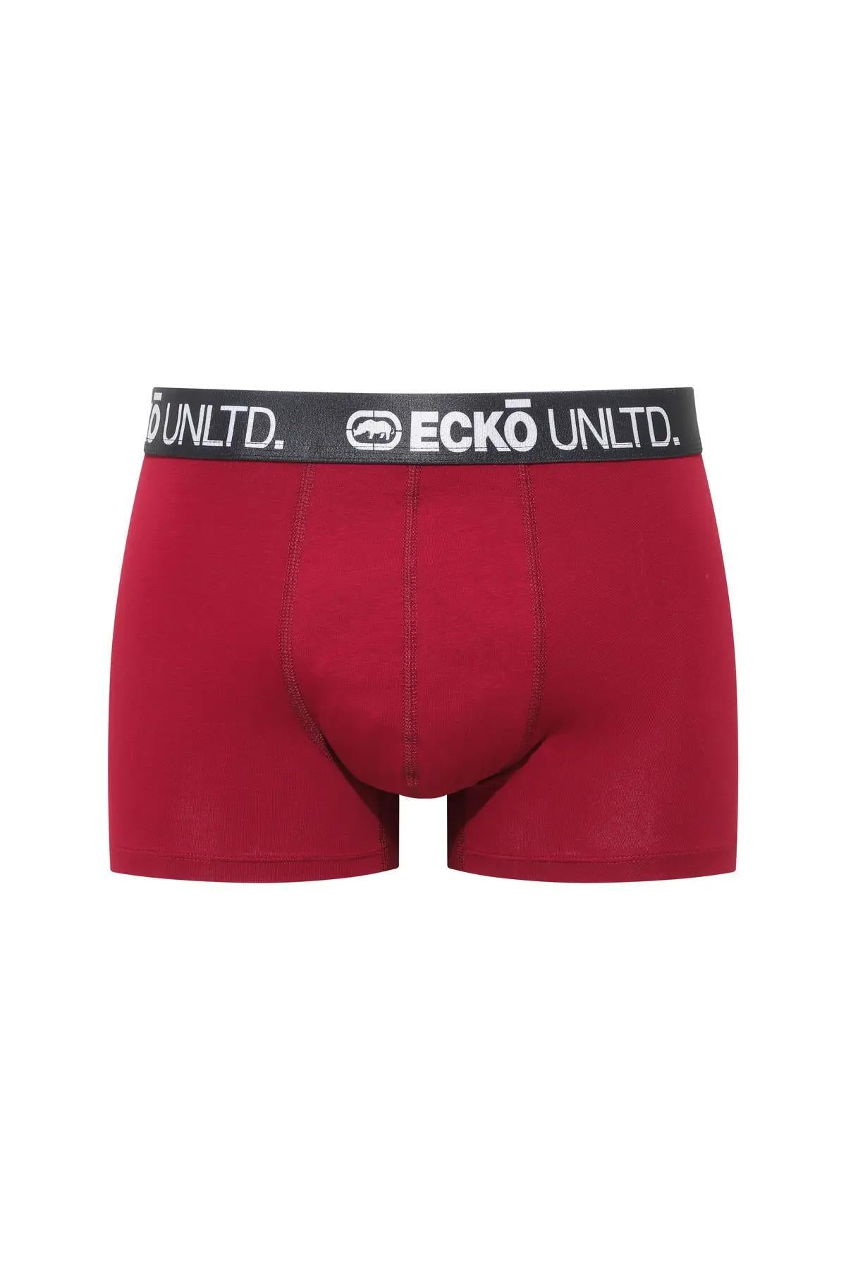 Ecko Unltd. Set trei perechi de boxeri, banda elastica in talie si imprimeu cu logo, din amestec de bumbac