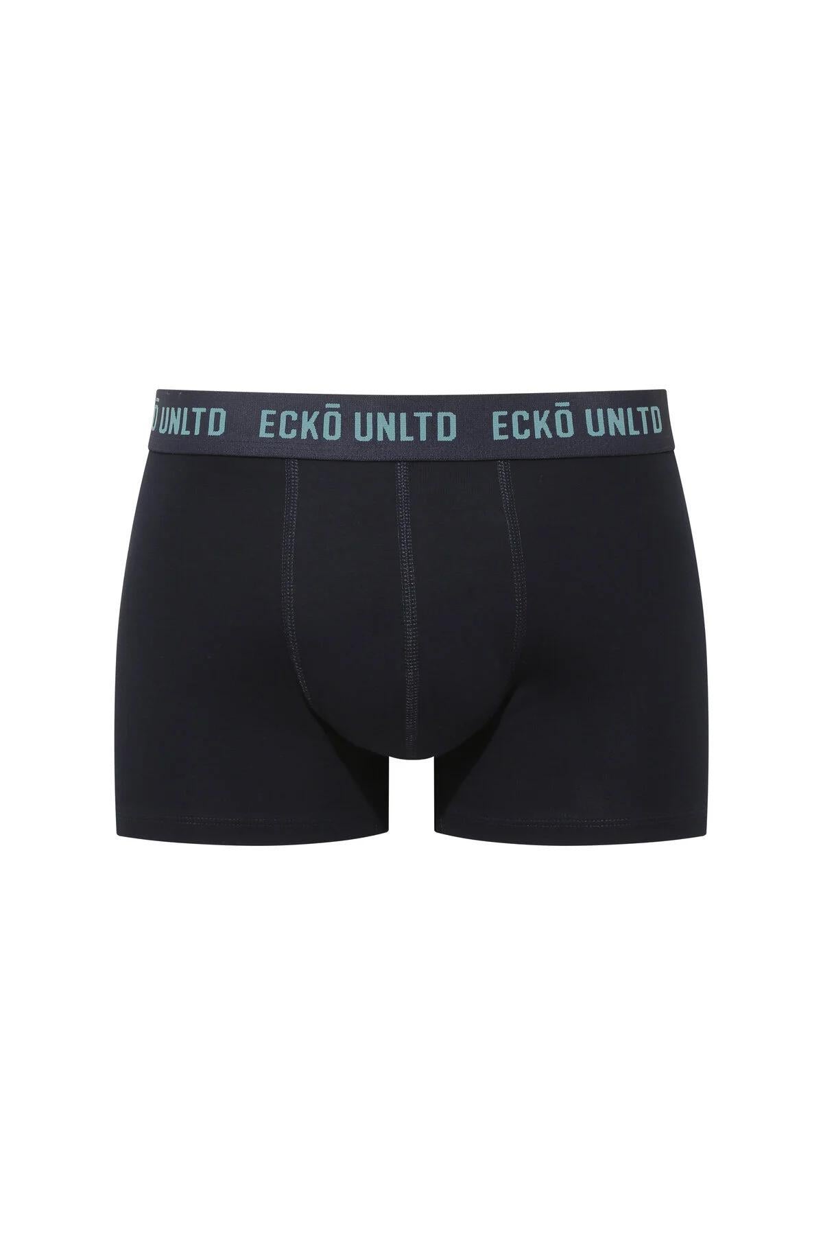 Ecko Unltd. Set trei perechi de boxeri, banda elastica in talie si imprimeu cu logo, din amestec de bumbac