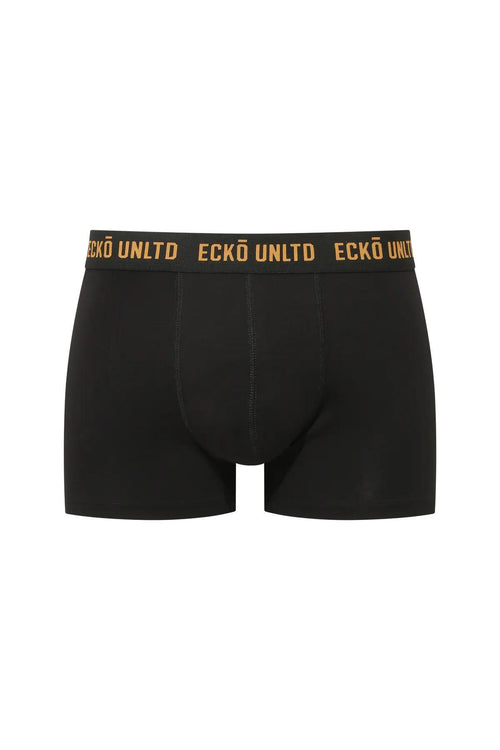 Ecko Unltd. Set trei perechi de boxeri, banda elastica in talie si imprimeu cu logo, din amestec de bumbac