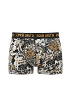 Ecko Unltd. Set trei perechi de boxeri, banda elastica in talie si imprimeu cu logo, din amestec de bumbac