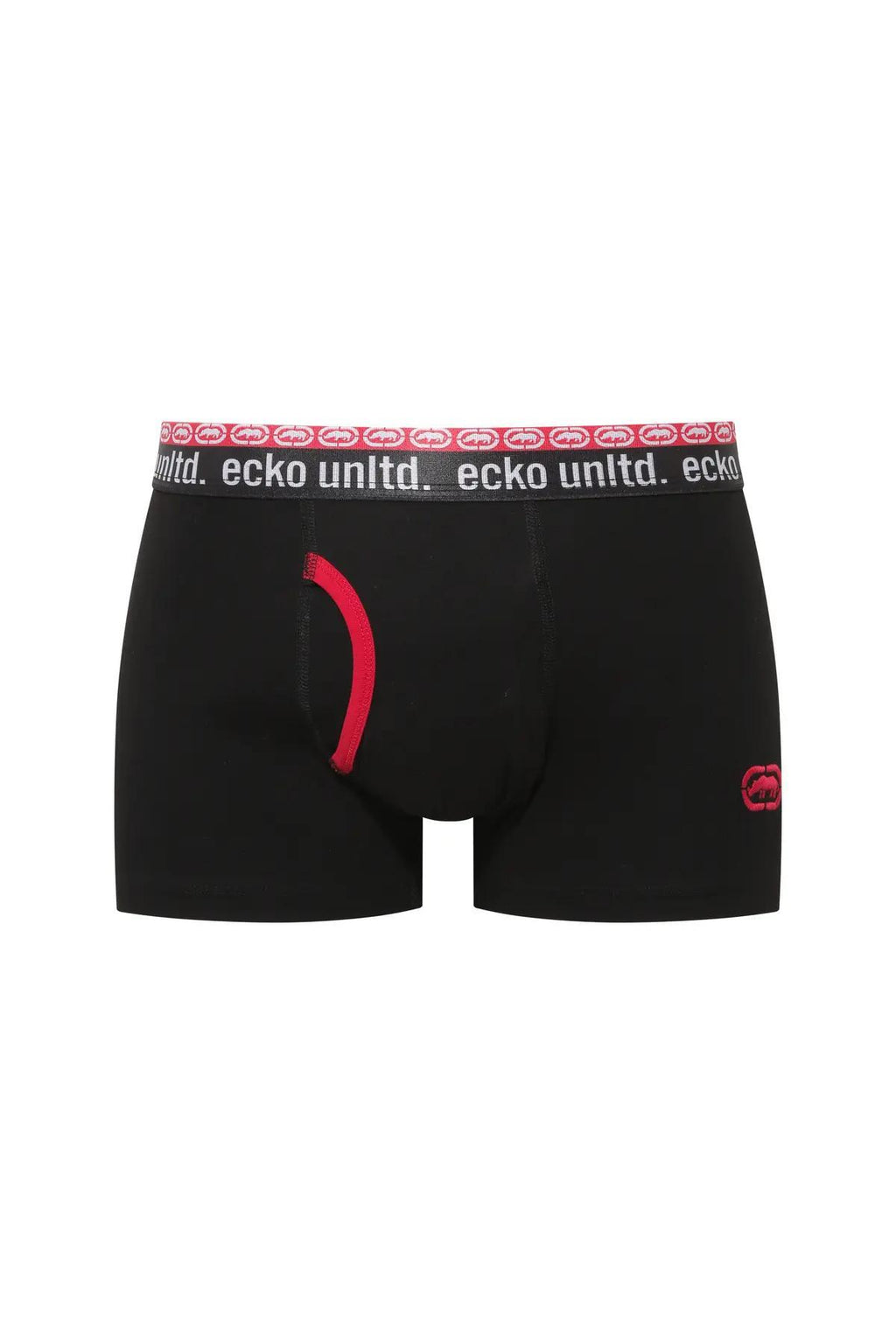 Ecko Unltd. Set trei perechi de boxeri, banda elastica in talie si imprimeu cu logo, din amestec de bumbac