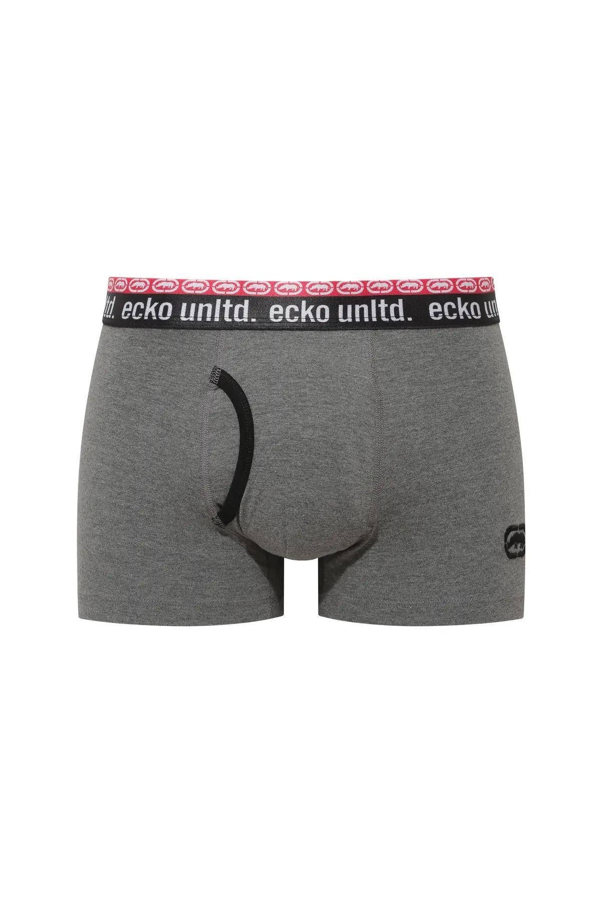 Ecko Unltd. Set trei perechi de boxeri, banda elastica in talie si imprimeu cu logo, din amestec de bumbac