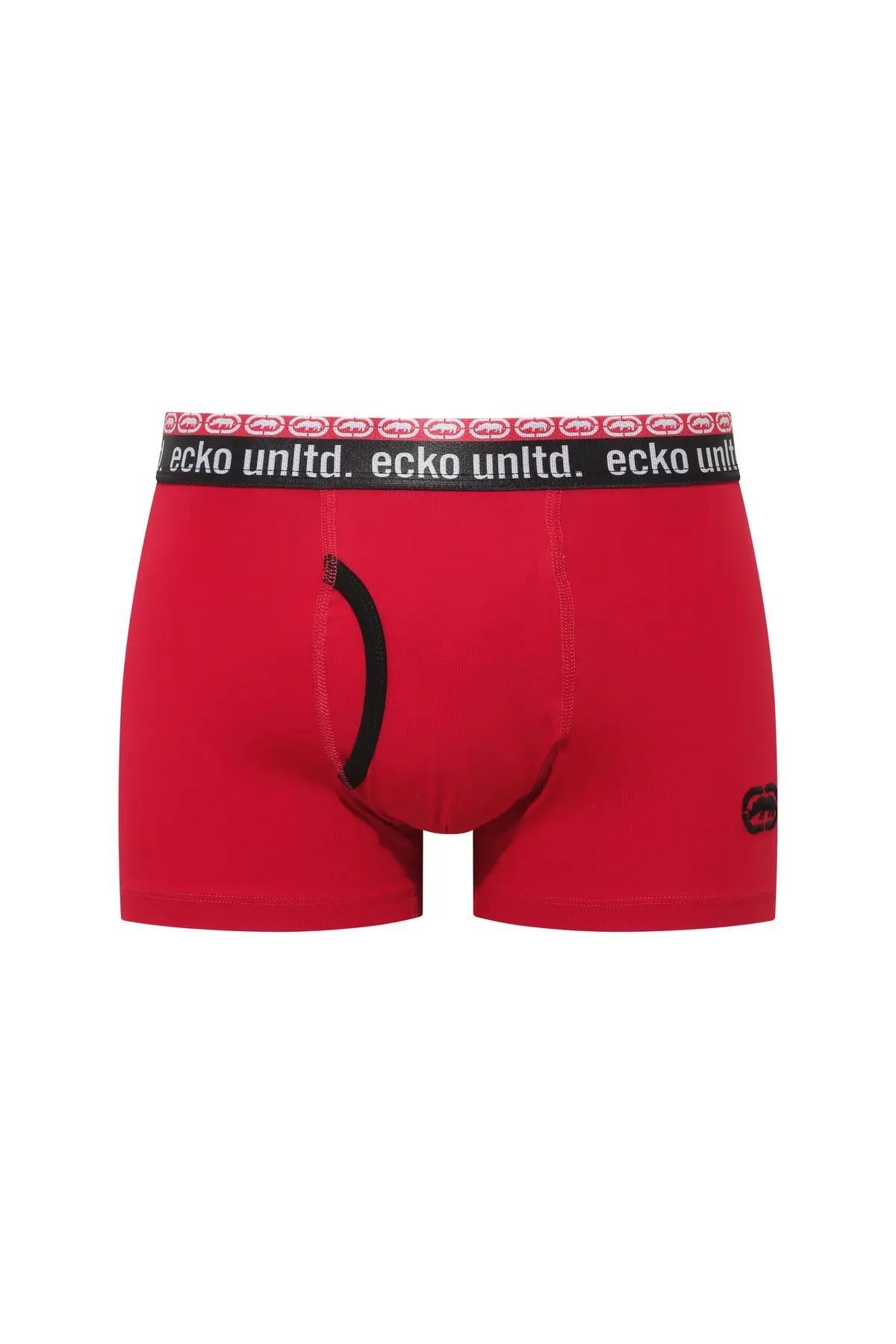 Ecko Unltd. Set trei perechi de boxeri, banda elastica in talie si imprimeu cu logo, din amestec de bumbac