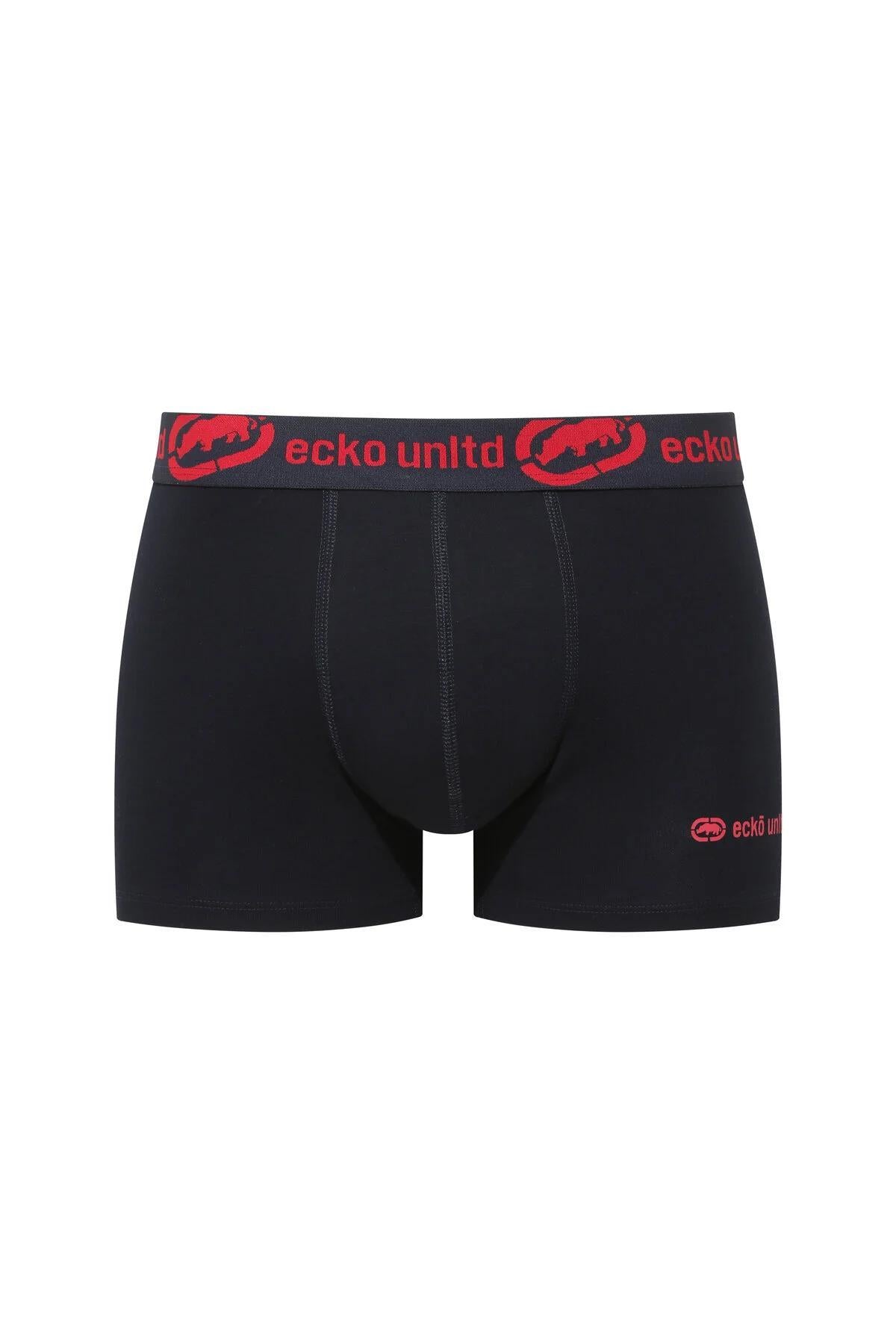 Ecko Unltd. Set trei perechi de boxeri, banda elastica in talie si imprimeu cu logo, din amestec de bumbac