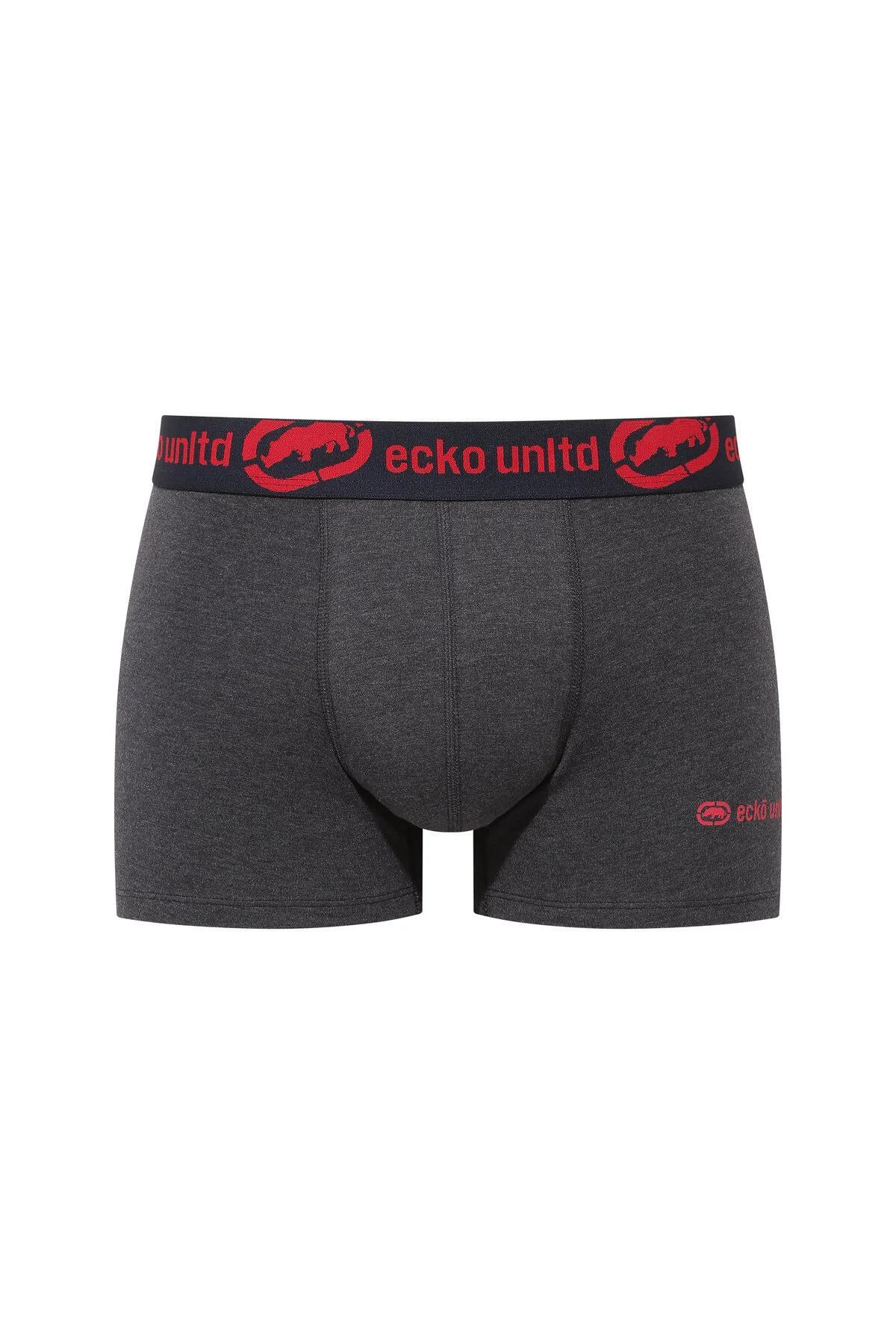Ecko Unltd. Set trei perechi de boxeri, banda elastica in talie si imprimeu cu logo, din amestec de bumbac