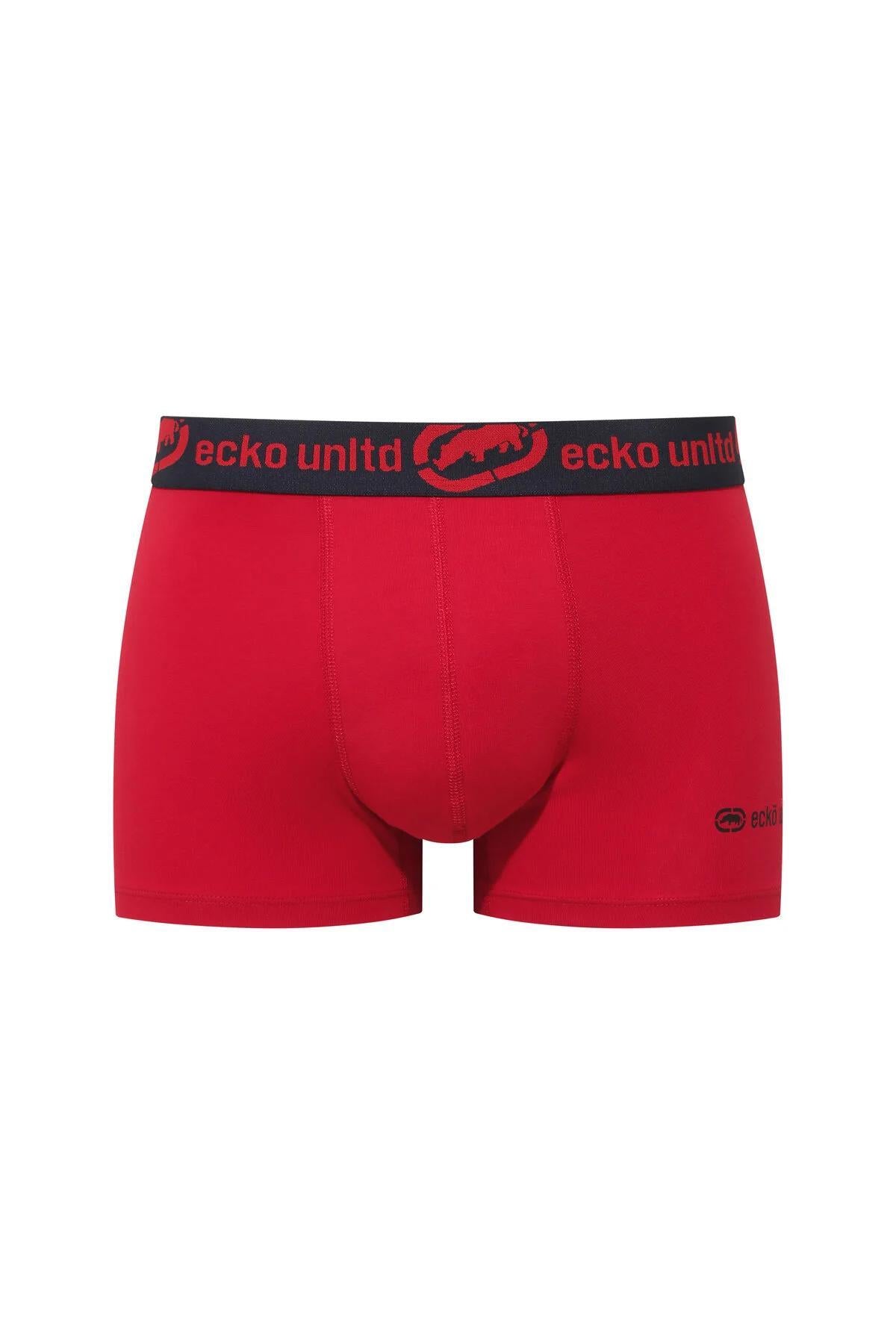 Ecko Unltd. Set trei perechi de boxeri, banda elastica in talie si imprimeu cu logo, din amestec de bumbac