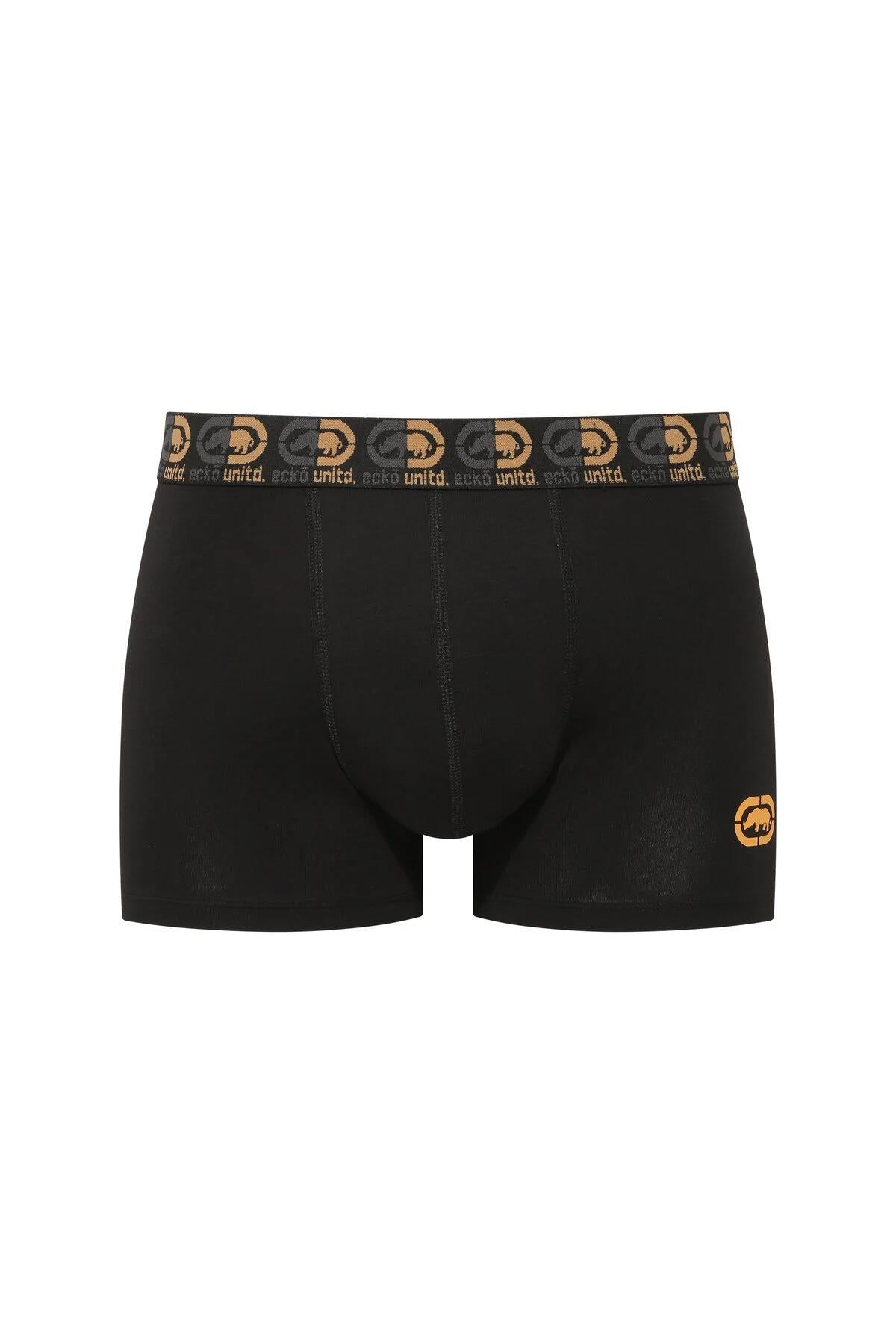 Ecko Unltd. Set 2 perechi de boxeri colorati, banda elastica cu logo, Negru-Gri