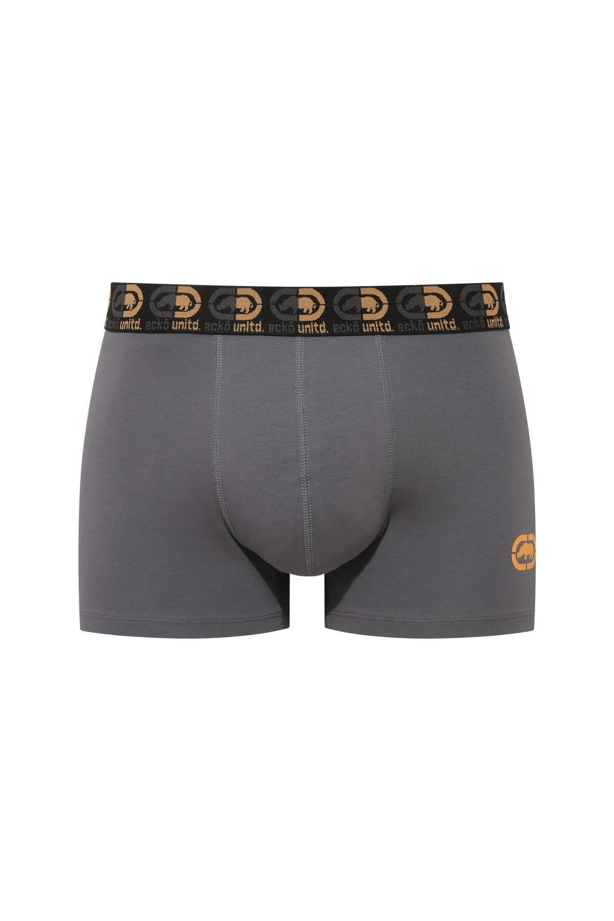 Ecko Unltd. Set 2 perechi de boxeri colorati, banda elastica cu logo, Negru-Gri