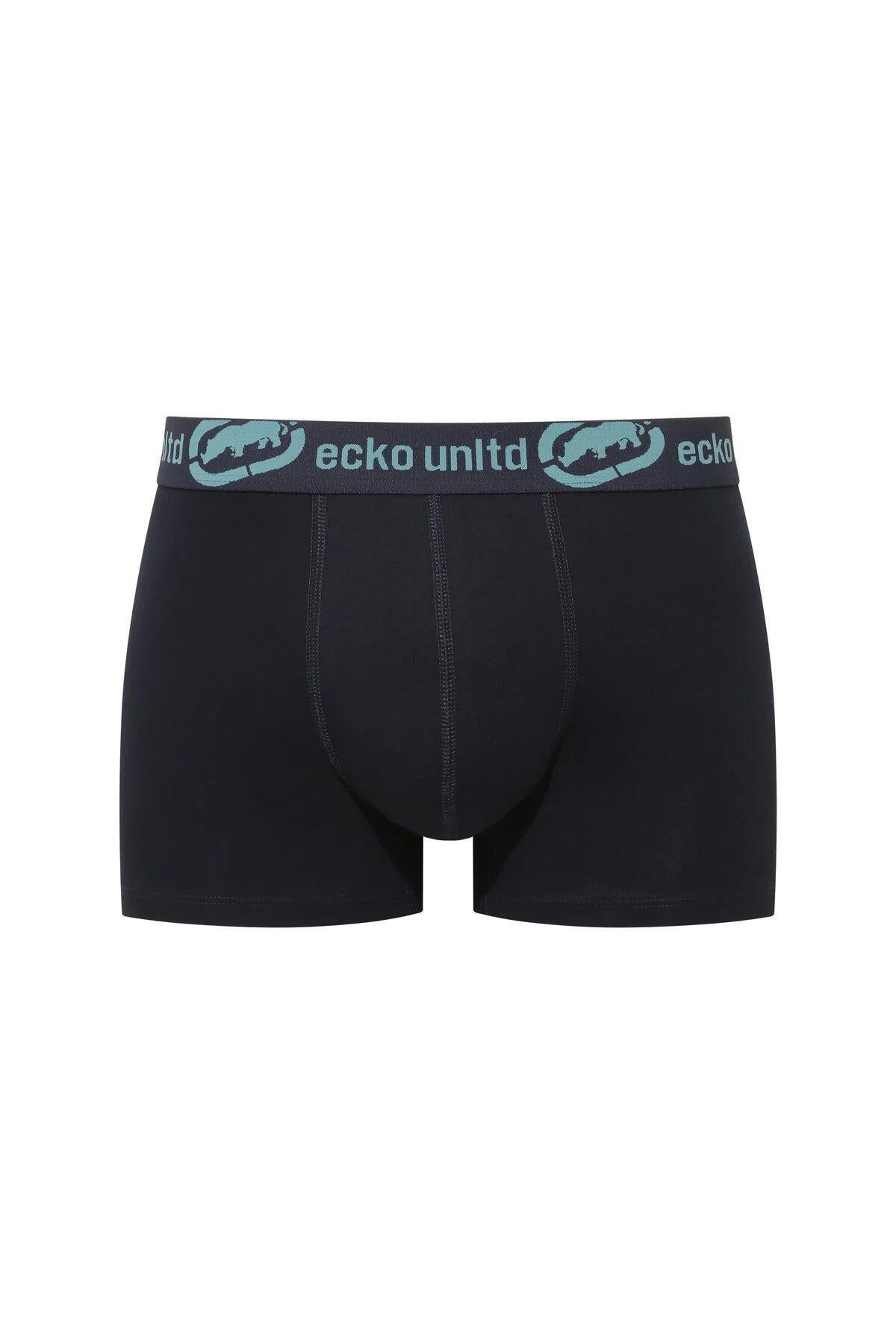 Ecko Unltd. Set trei perechi de boxeri, banda elastica in talie si imprimeu cu logo, din amestec de bumbac