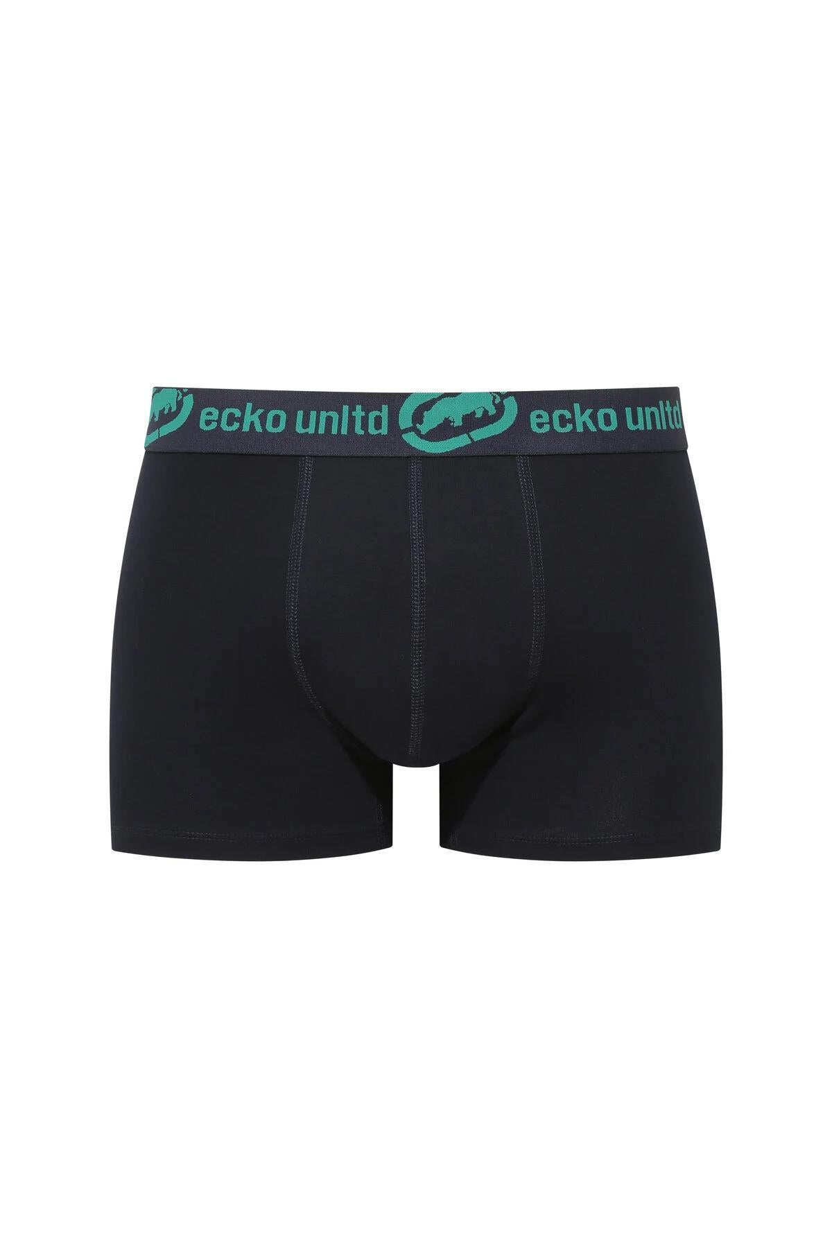 Ecko Unltd. Set trei perechi de boxeri, banda elastica in talie si imprimeu cu logo, din amestec de bumbac