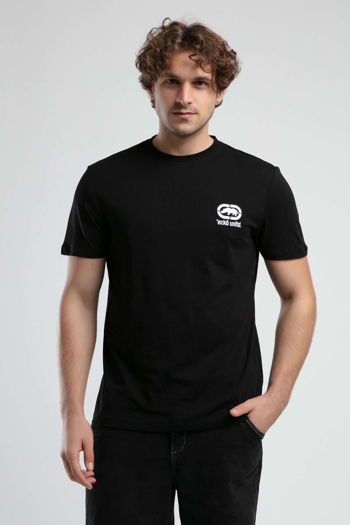 Ecko Unltd. Tricou cu decolteu la baza gatului si imprimeu cu logo