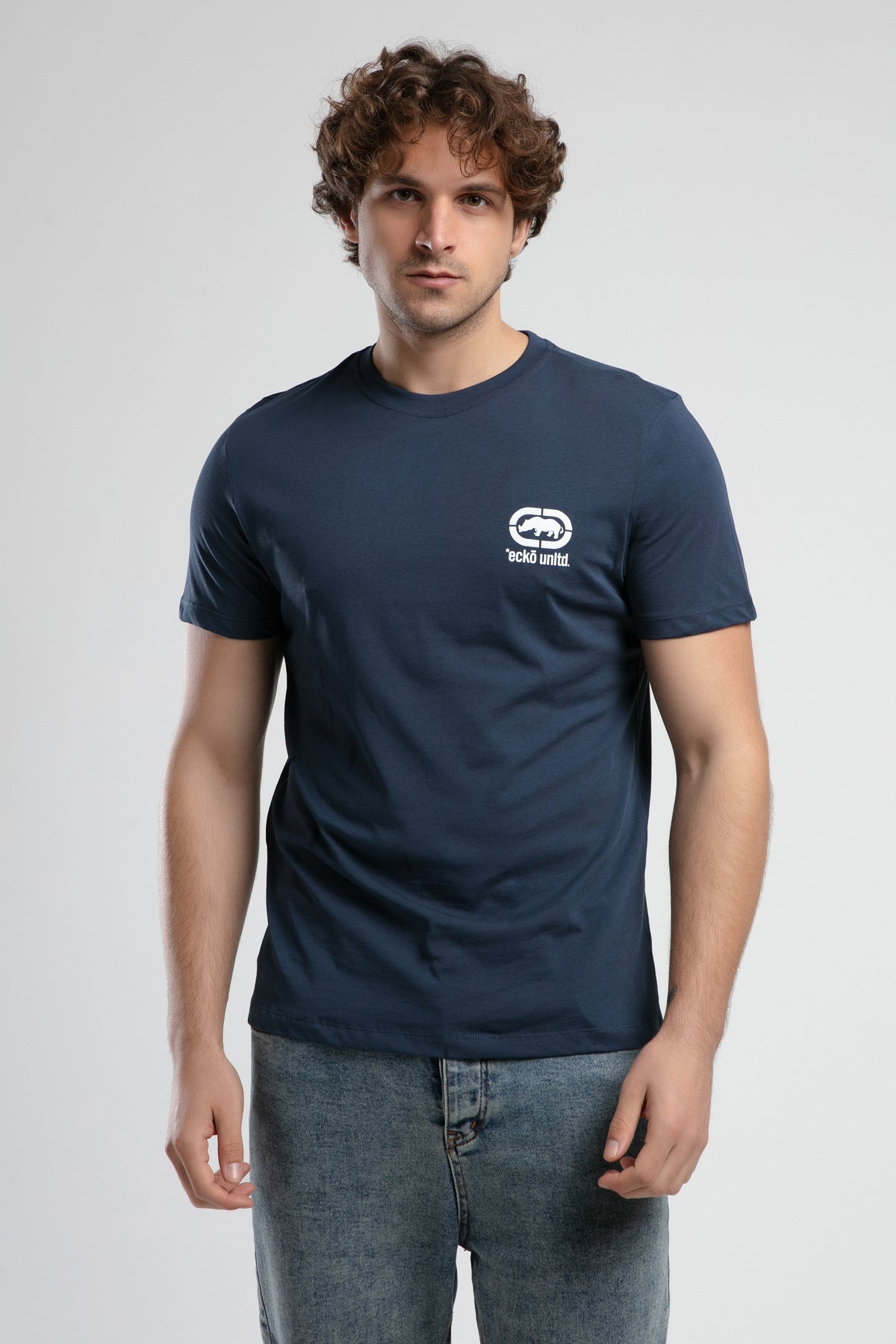 Ecko Unltd. Tricou cu decolteu la baza gatului si imprimeu cu logo
