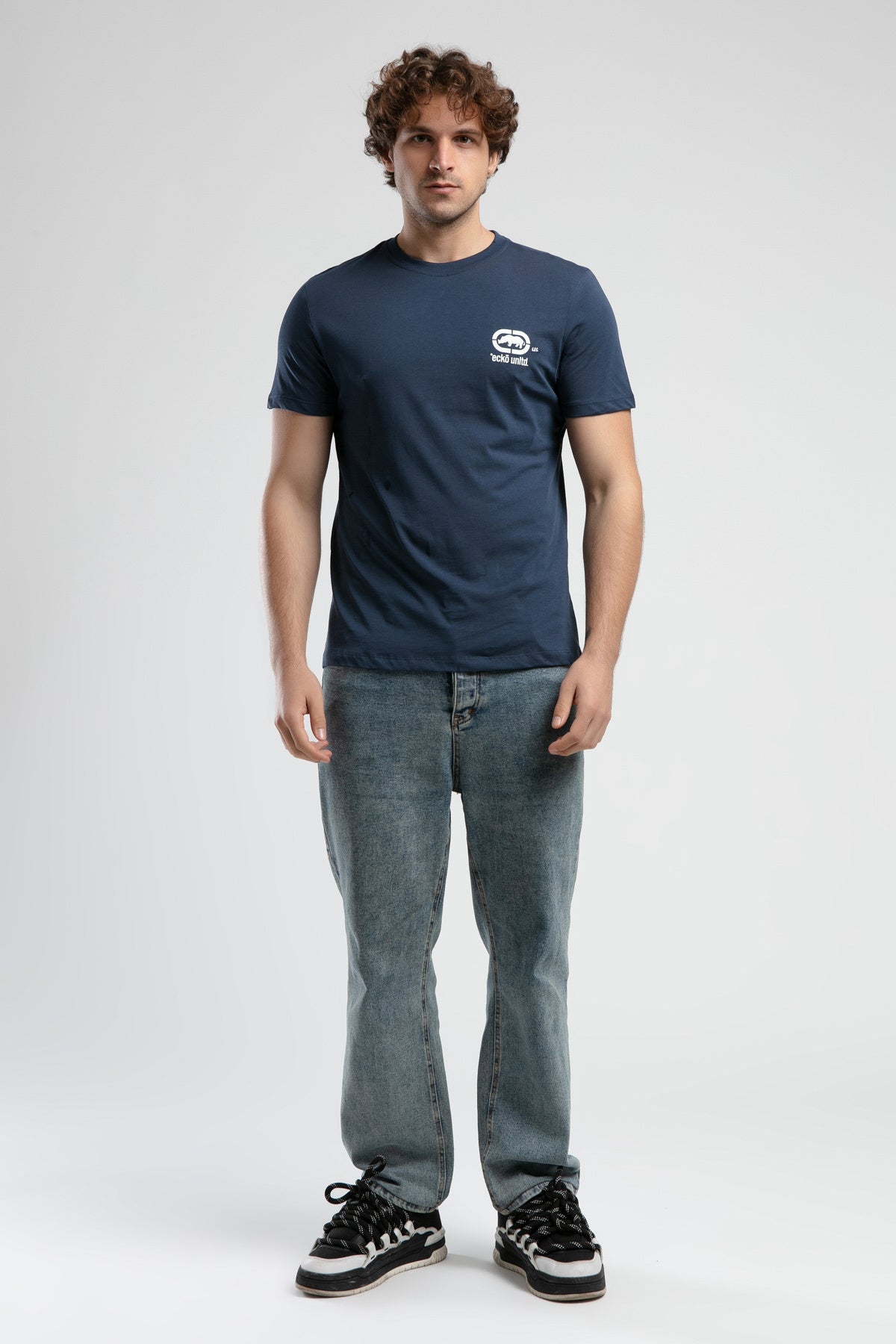 Ecko Unltd. Tricou cu decolteu la baza gatului si imprimeu cu logo