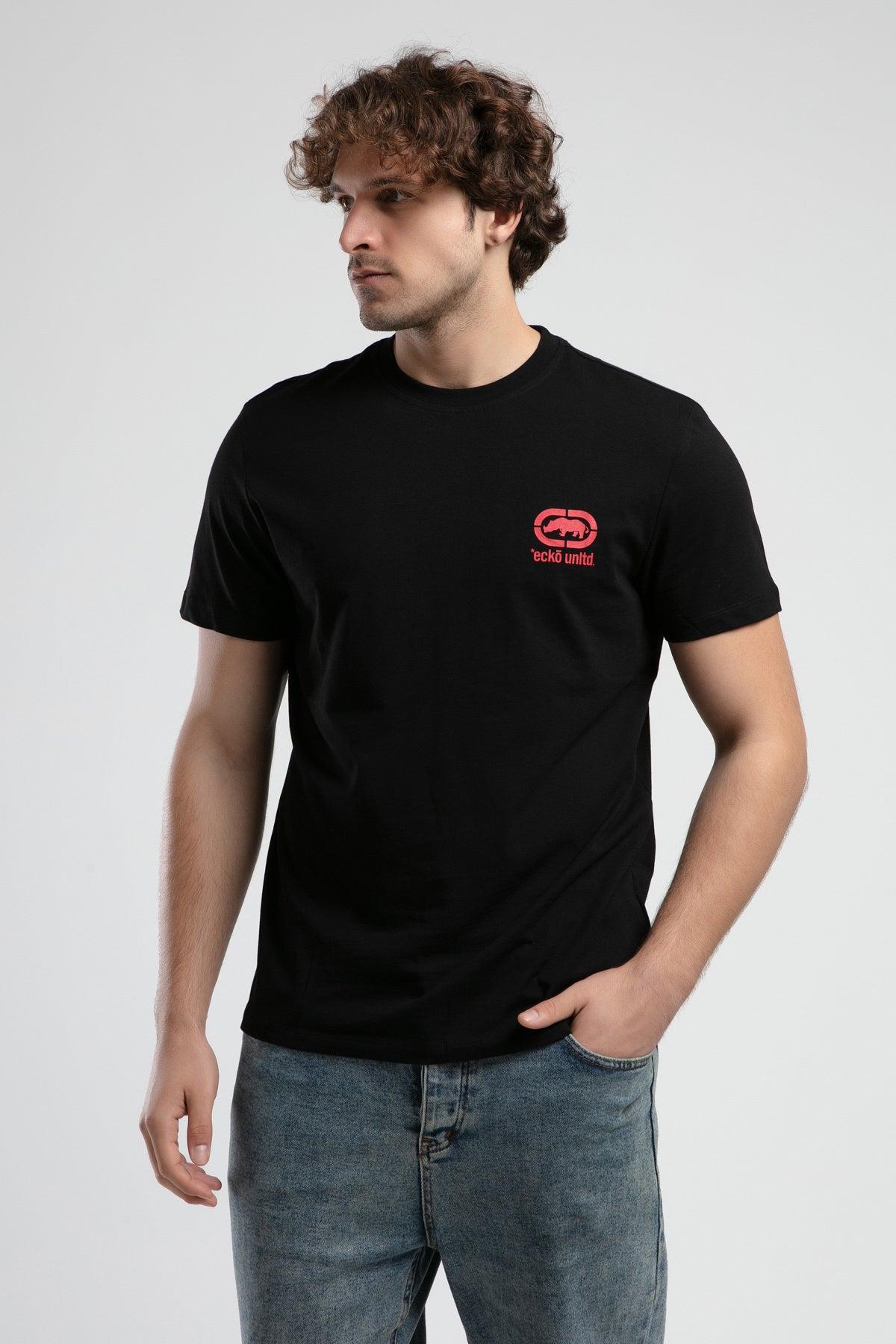 Ecko Unltd. Tricou cu decolteu la baza gatului si imprimeu cu logo