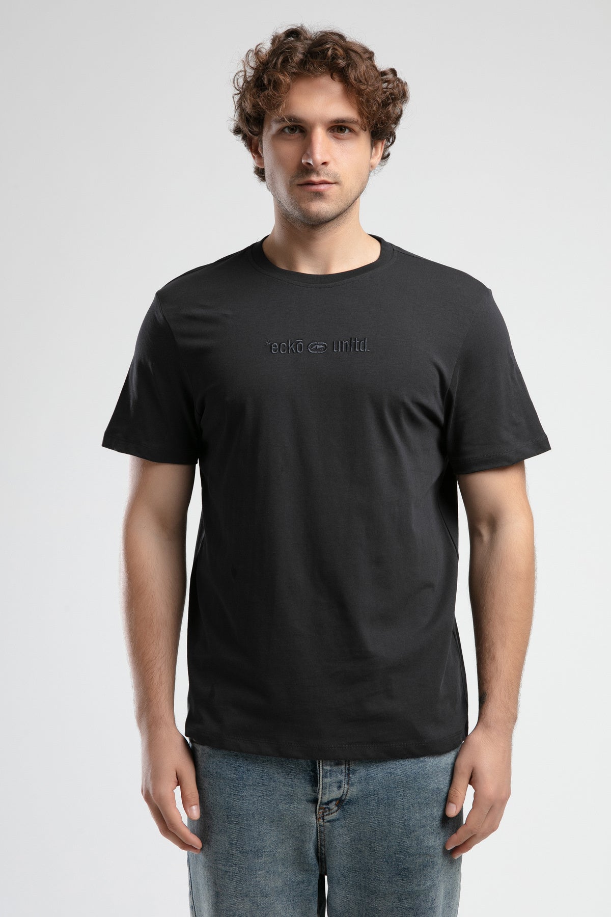Ecko Unltd. Tricou cu decolteu la baza gatului si imprimeu cu logo