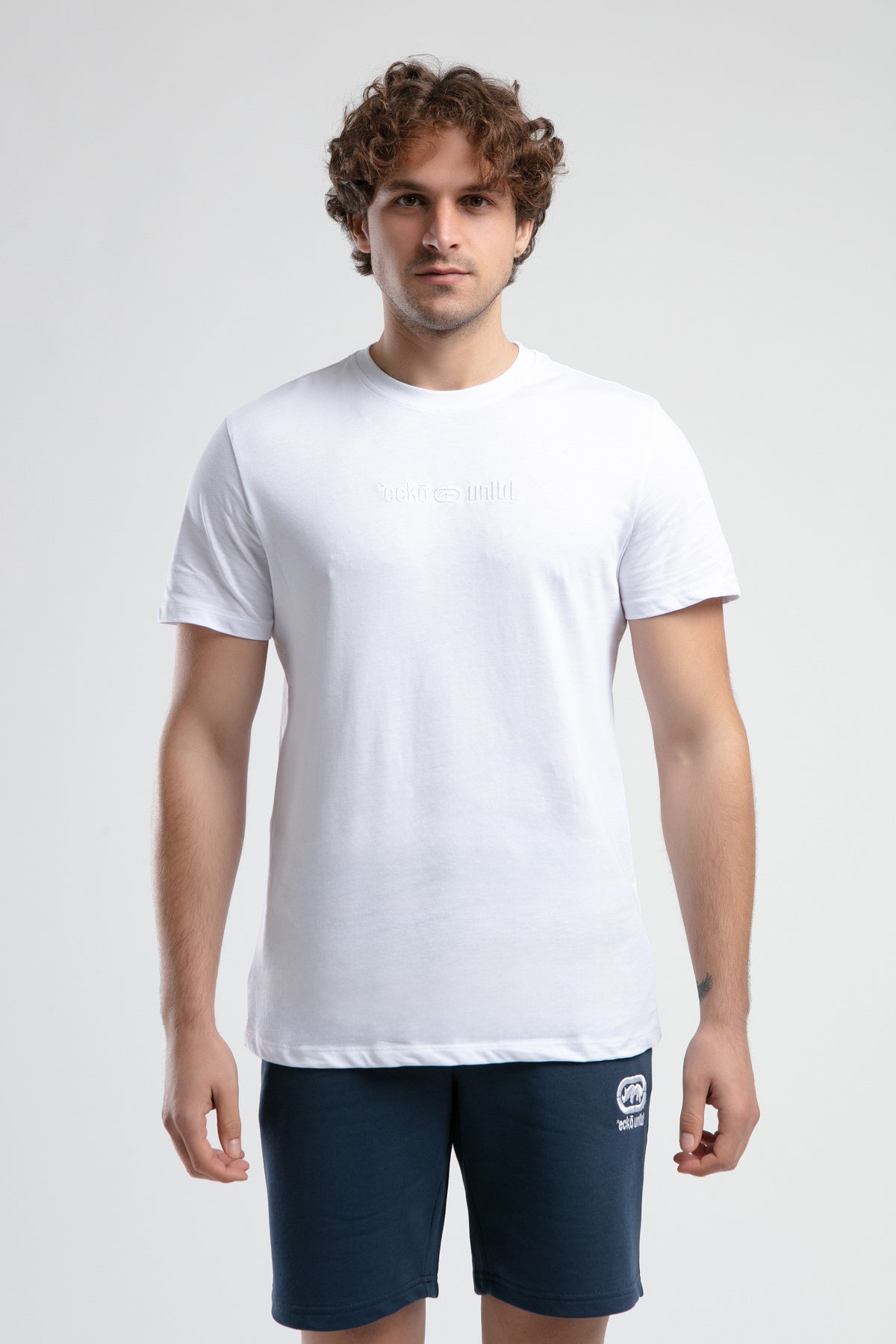 Ecko Unltd. Tricou cu decolteu la baza gatului si imprimeu cu logo