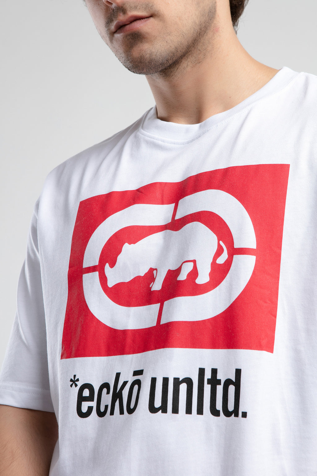 Ecko Unltd. Tricou cu decolteu la baza gatului si imprimeu cu logo