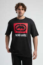 Ecko Unltd. Tricou cu decolteu la baza gatului si imprimeu cu logo