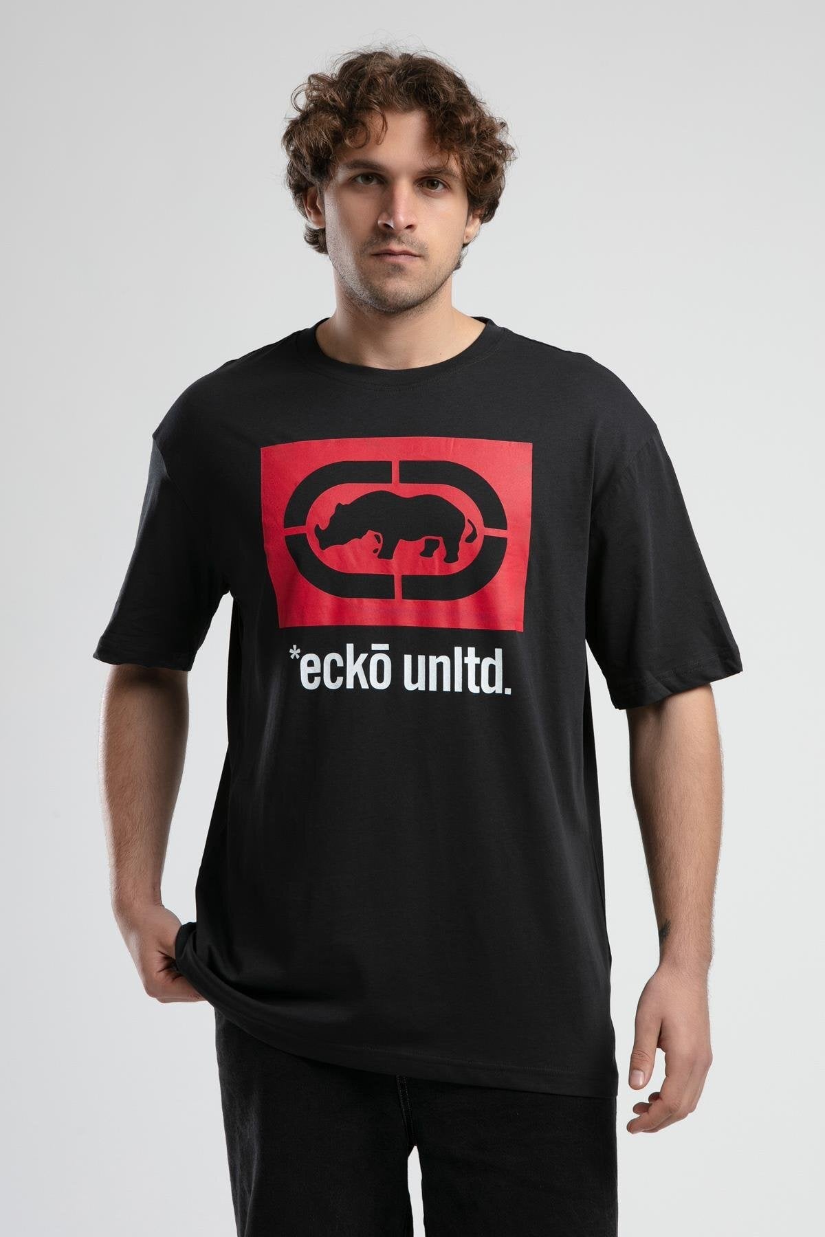 Ecko Unltd. Tricou cu decolteu la baza gatului si imprimeu cu logo