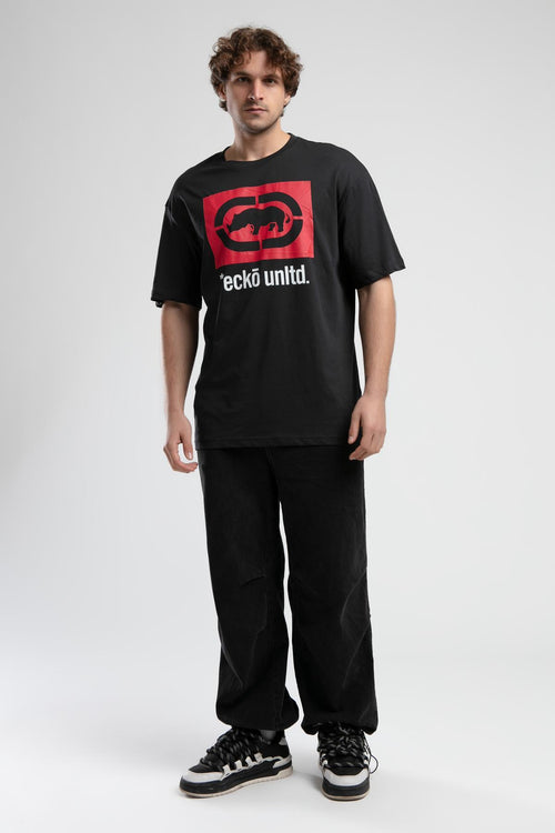 Ecko Unltd. Tricou cu decolteu la baza gatului si imprimeu cu logo