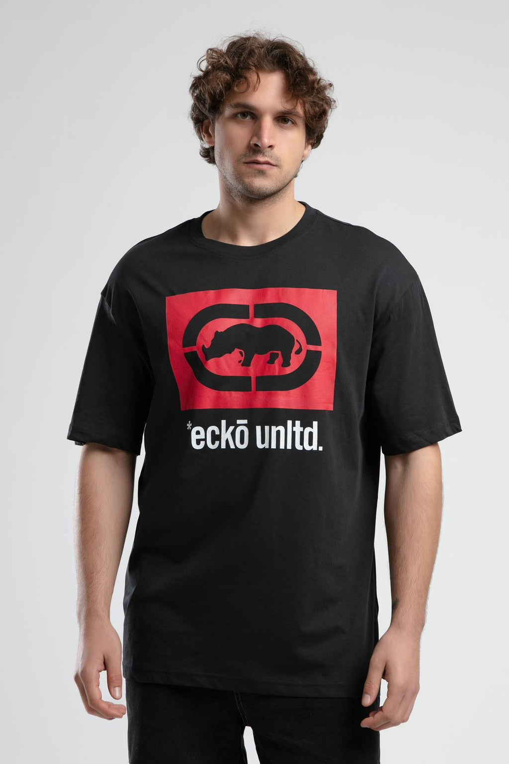 Ecko Unltd. Tricou cu decolteu la baza gatului si imprimeu cu logo