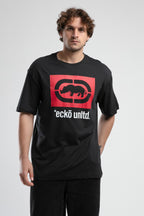 Ecko Unltd. Tricou cu decolteu la baza gatului si imprimeu cu logo