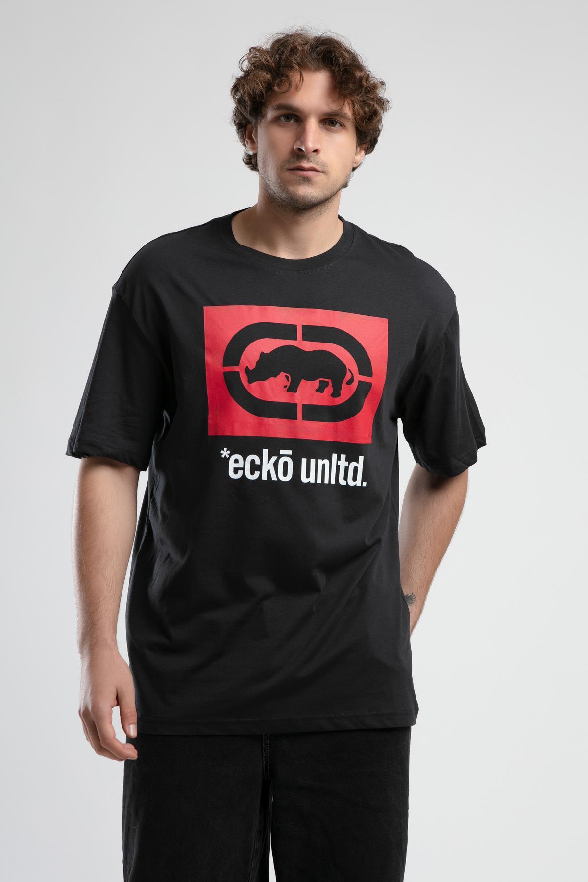Ecko Unltd. Tricou cu decolteu la baza gatului si imprimeu cu logo