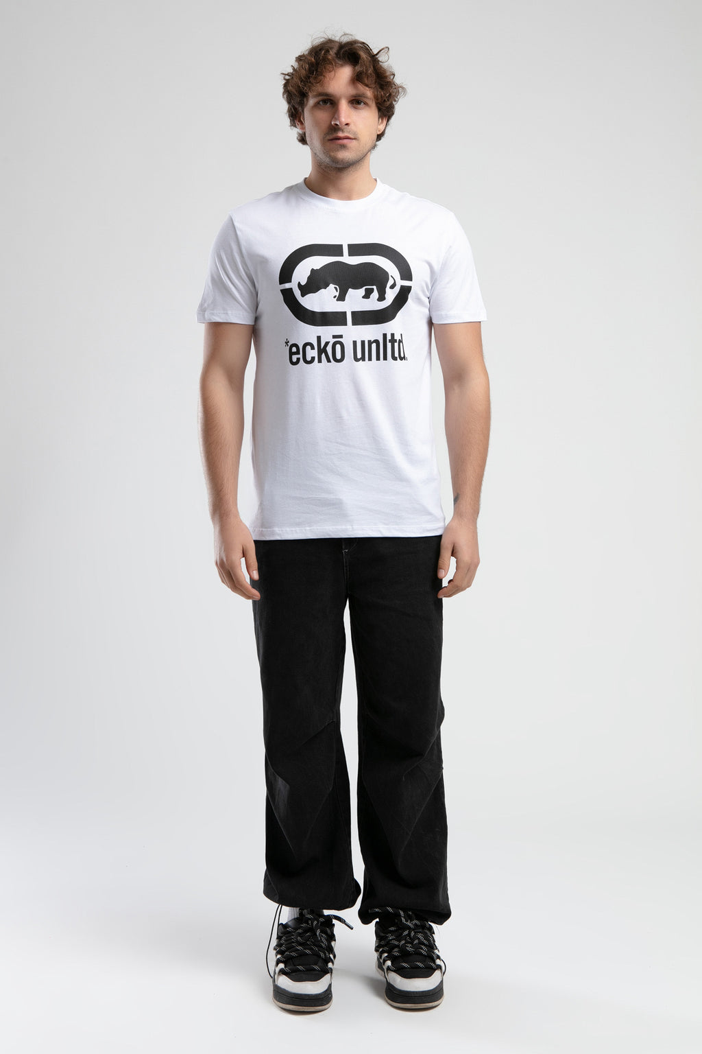 Ecko Unltd. Tricou cu decolteu la baza gatului si imprimeu cu logo