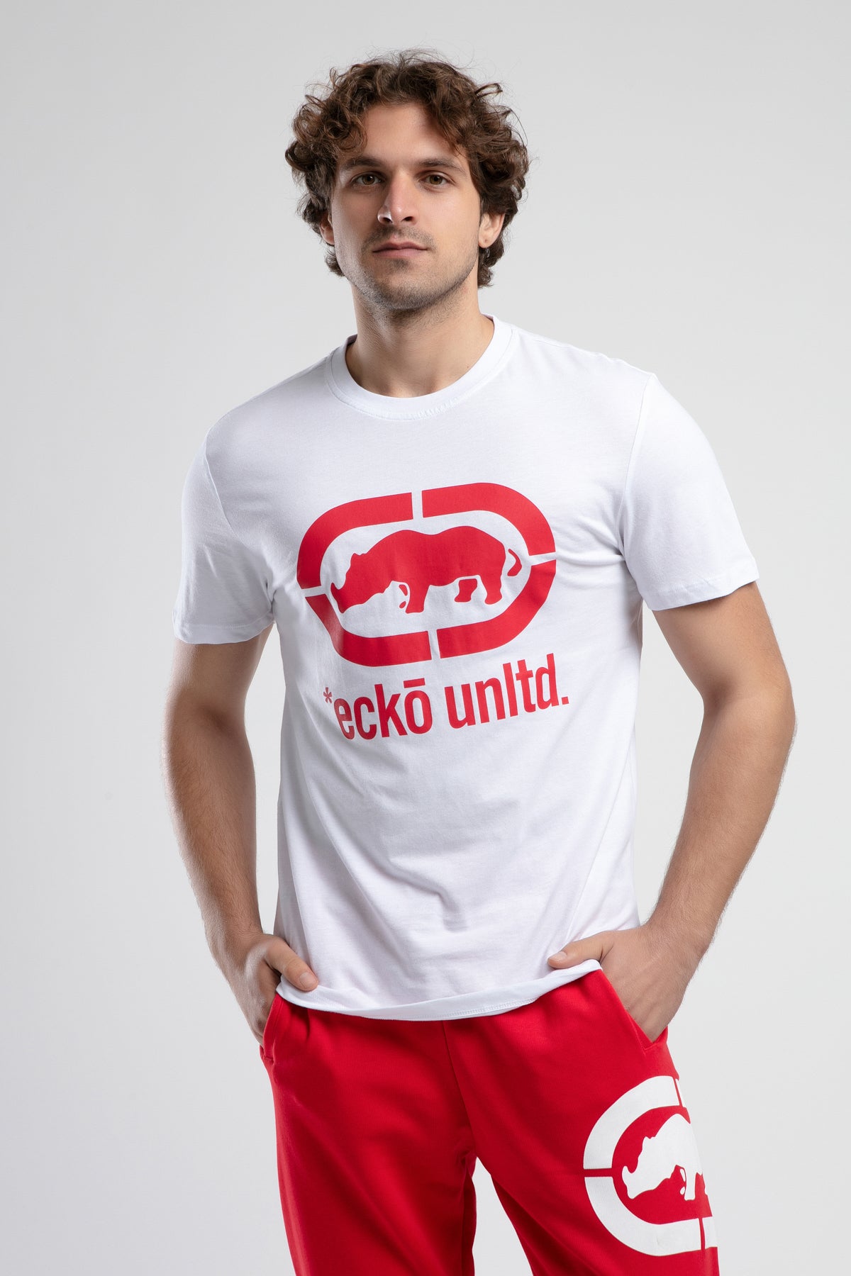 Ecko Unltd. Tricou cu decolteu la baza gatului si imprimeu cu logo