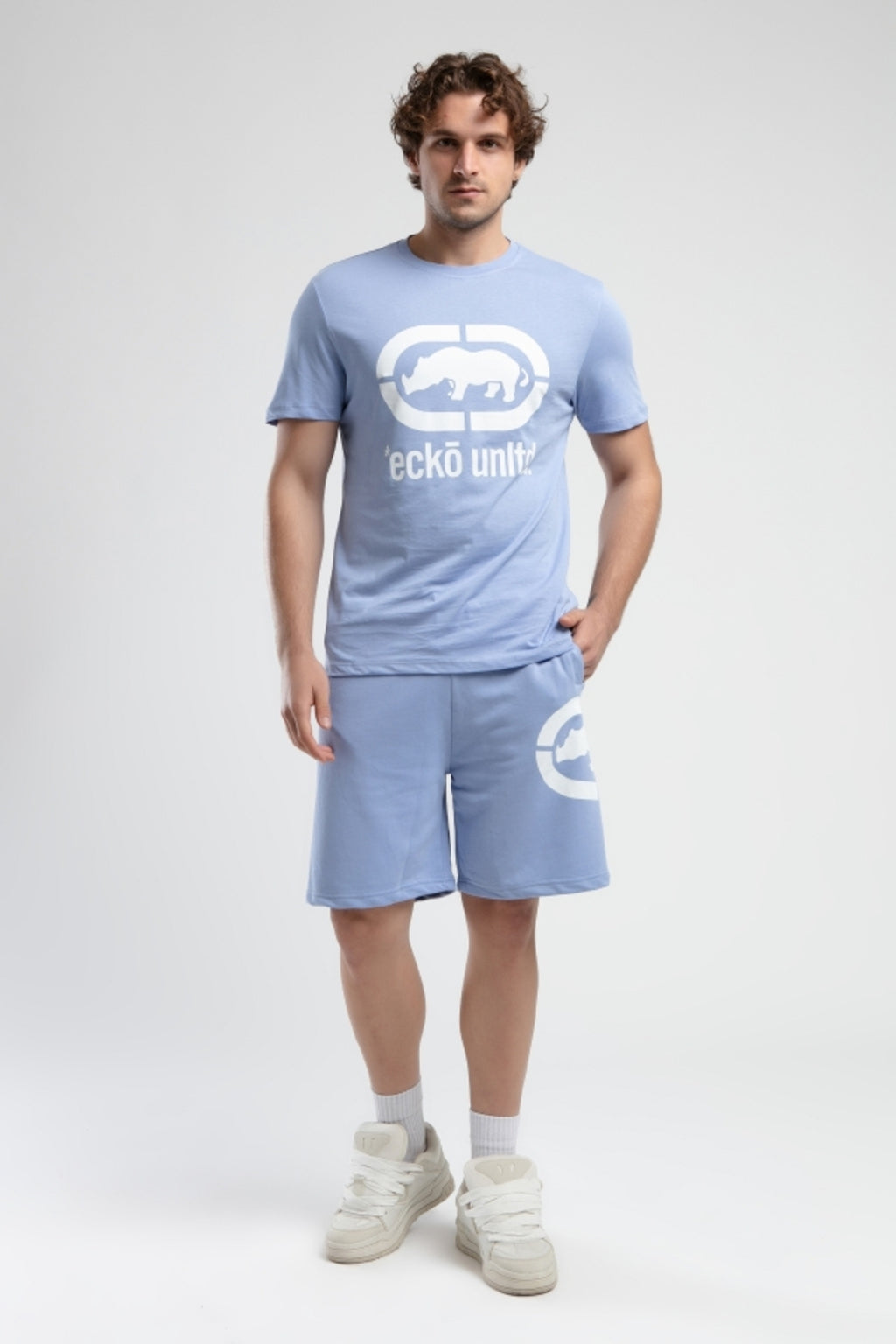 Ecko Unltd. Tricou cu decolteu la baza gatului si imprimeu cu logo